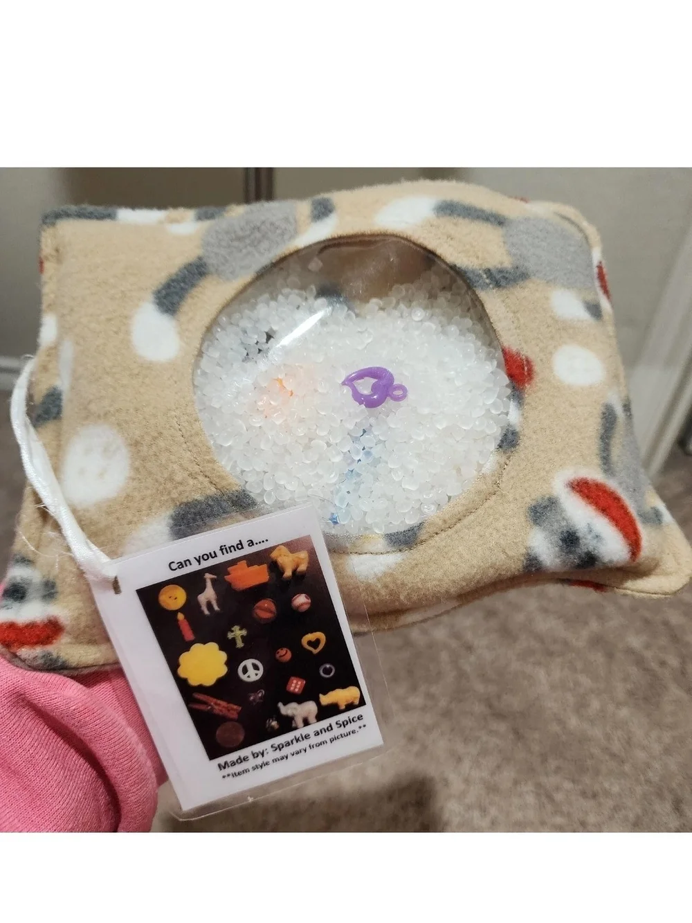 Sock Monkey Find It I Spy Bead Pellet Toy Pillow Search Toddler